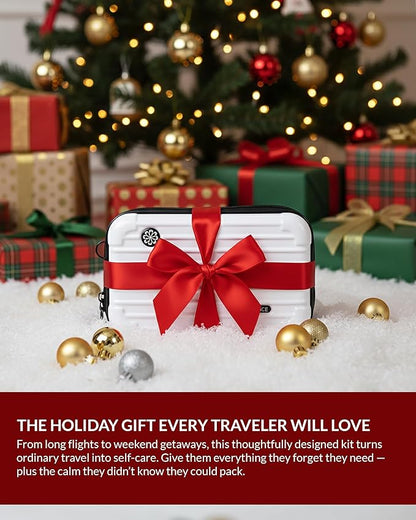 Essence Travel Amenity Kit - Compact Wellness Organizer with 5 Nasal Diffusers + 9 Traveler Comfort Essentials for Flights, Hotels & Adventures - Wearable Aromatherapy Self-Care On the Go