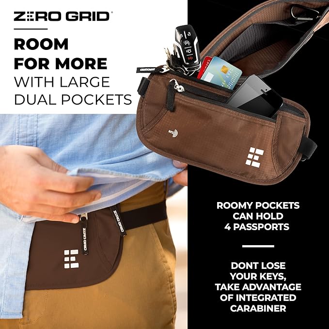 Money Belt for Secure Travel - RFID Blocking Slim Passport Holder - Hidden Waist Pouch for Cash, Credit Cards, Documents - Concealable Under Clothes, Water-Resistant Slim Fanny Pack for Men and Women