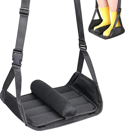 No Collapse Airplane Foot Hammock, Foldable Bamboo Base Foot Hammock for Plane Travel with Interval Sponge, Portable Desk Foot Hammock, Airplane Travel Essentials