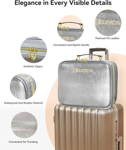 JUSRON Travel Makeup Bag (Sliver, Large)