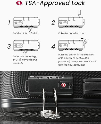 Carry On Luggage 22x14x9 Airline Approved with Spinner Wheels, Expandable Hardside Suitcase, Black