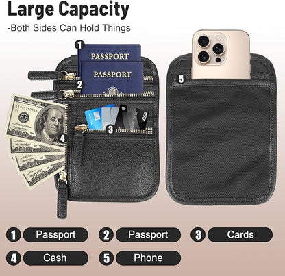 Sizobi Neck Wallet for Traveling Women Men, RFID Blocking Leather Passport Holder Pouch, Family Document Organizer Passport Wallets,International Travel Must Haves Travel Accessories