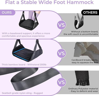 Babenest 2pcs Warmth Airplane Foot Hammock, Foldable Leg Rest Support with Adjustment Nylon Strap and Thicken Bottom, Portable Flight Footrest Holder in Air Travel, Office & Car (Winter)