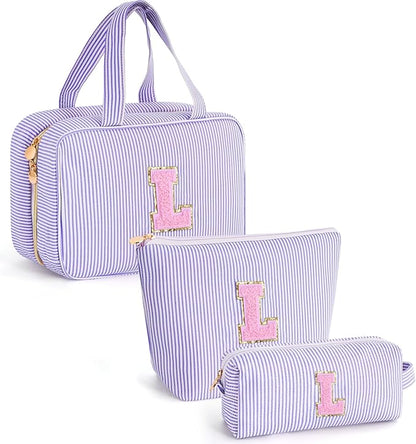 Birthday Gifts for Teens Girls - Travel Toiletry Bag | Personalized Gifts | Initial Makeup Bag | Birthday Gifts for Women | Christmas Gifts for Teens Girls Stocking Stuffers - Lavender L