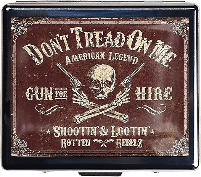 7 Days Chromed Shiny Silver Pill Organizer with Mirror Inside Has 8 Separate Compartments Rectangle Cute Travel Pill Organizer for Purse 7 Days (Red Skull)