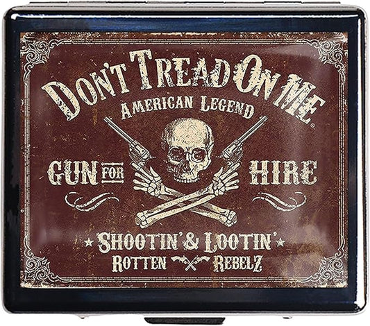 7 Days Chromed Shiny Silver Pill Organizer with Mirror Inside Has 8 Separate Compartments Rectangle Cute Travel Pill Organizer for Purse 7 Days (Red Skull)