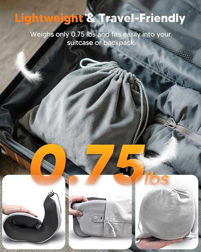 arboleaf Heated Neck Pillow for Travel, Memory Foam Airplane Pillow with Graphene Zoned Heating, USB-C Rechargeable, 360° Support — Comfort & Neck Pain Relief for Long Flights, Car & Office