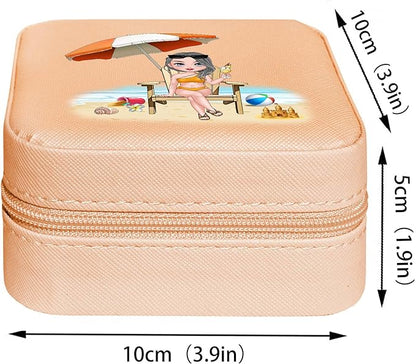 ODB Personalized Portable Mini Travel Jewelry Organizer, Customized Small Travel Jewelry Case With Initials, Gift for Girls, Teen, Woman (Beach Lover)