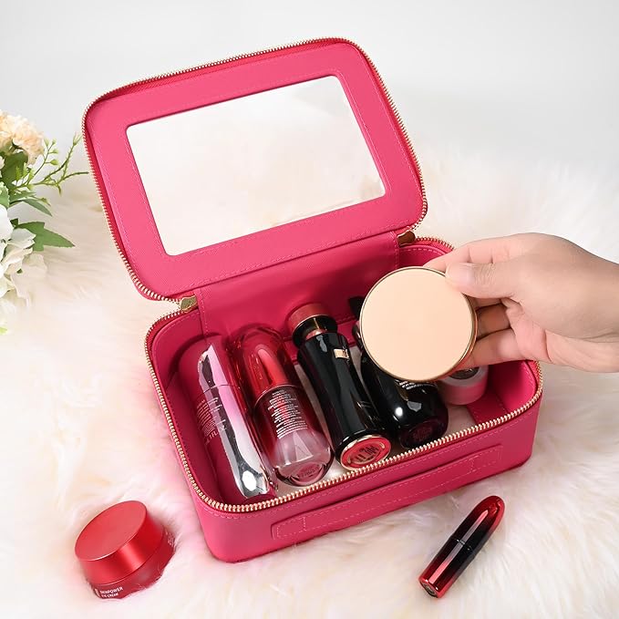 Aveniee Clear Makeup Bag Organizer,Large Travel Toiletry Bag for Women, Waterproof Cosmetic Pouch with Zippers,Car Organizers and Storage Case for Accessories,Hotpink