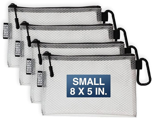 GOBAGS Air Production Small Clear Zipper Pouch (4‑Pack) – Cable Organizer & Travel Gear Bag for Electronics, Camera Accessories, Tool Pouch & Small Tech Storage