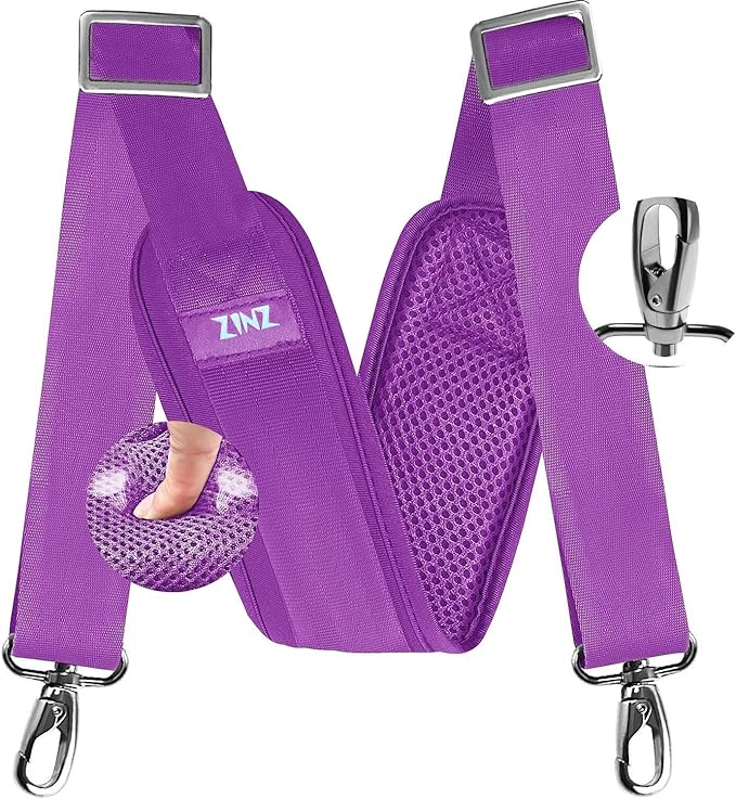 ZINZ 77 Inch Shoulder Strap Univesal Bag Strap with Fixed Pad Ultra Thick Plus Long & Breathable Cushion, Replacement Strap for Bags,Purple