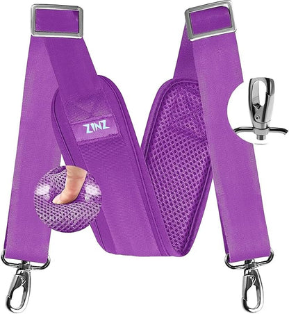 ZINZ 77 Inch Shoulder Strap Univesal Bag Strap with Fixed Pad Ultra Thick Plus Long & Breathable Cushion, Replacement Strap for Bags,Purple