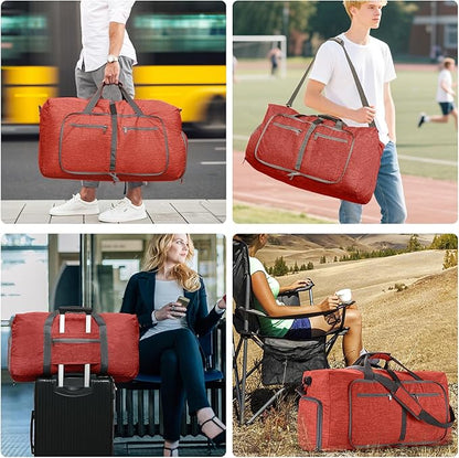 Vomgomfom 65L/85L/115L Foldable Travel Duffle Bag, Lightweight Checked Luggage with Shoe Compartment, Water-Resistant Weekender Overnight Bag for Men & Women