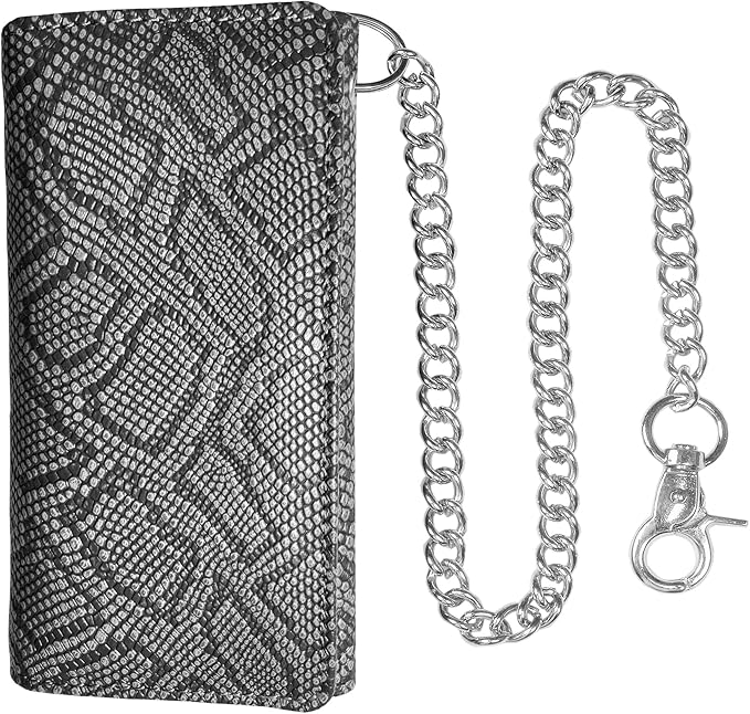 IBRO VINTAGE Motorcycle Chain Wallet for Men – Premium Cowhide Leather, RFID Tri-Fold Biker Wallet with Heavy Duty Chain for Bikers Truckers & Hunters, Credit Card Money Organizer Long Wallet