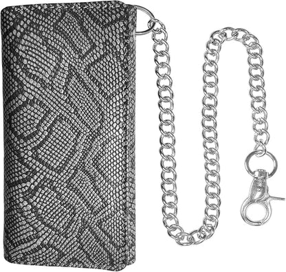 IBRO VINTAGE Motorcycle Chain Wallet for Men – Premium Cowhide Leather, RFID Tri-Fold Biker Wallet with Heavy Duty Chain for Bikers Truckers & Hunters, Credit Card Money Organizer Long Wallet