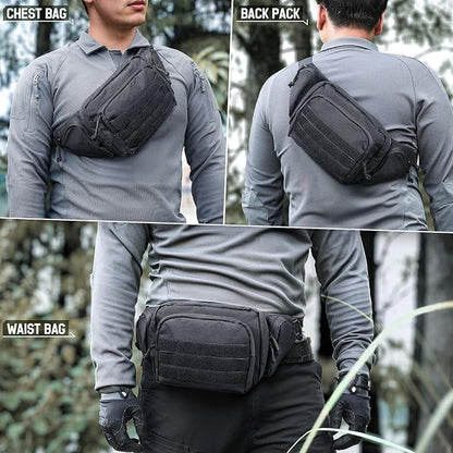 Tactical Fanny Pack for Men & Women, Concealed Carry Fanny Pack for Men, Adjustable Waist Bag, Compact Travel Belt Bag, CCW Fanny Pack with U.S Flag Patch