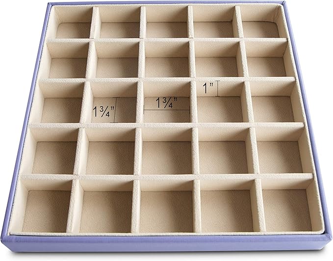 Frebeauty Earring Organizer Classic Jewelry Box 50 Slots Double Layer Jewelry Storage Case with 6 Necklace Hook and Bracelet Pocket(Purple)