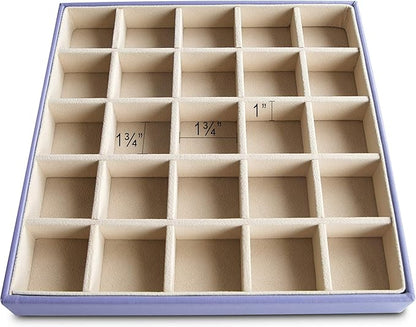 Frebeauty Earring Organizer Classic Jewelry Box 50 Slots Double Layer Jewelry Storage Case with 6 Necklace Hook and Bracelet Pocket(Purple)