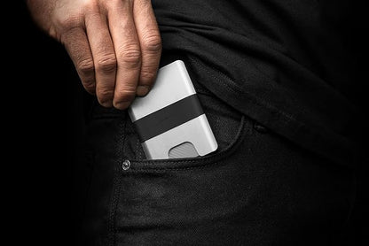 JAMES° The Lowe Minimalist CNC-Machined Aluminum Men's Wallet, Naturally RFID-Blocking, Simple, Clean, Slim - Silver + Black