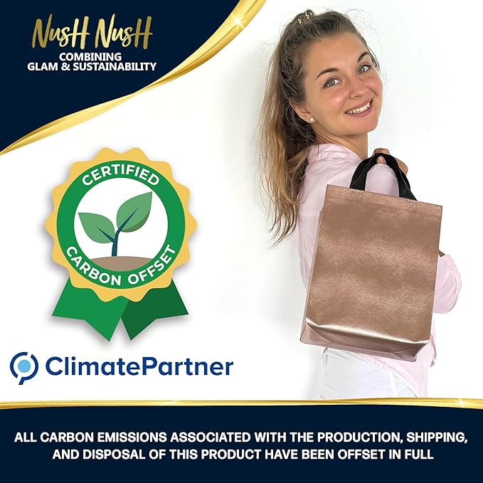 Nush Nush Rose Gold Gift Bags Bulk Medium Size - Set of 30 Reusable Bulk Gift Bags with Handles - Perfect Party Goodie Bag for Adults, Bridal Shower, Christmas, Events, Birthday - 8Wx4Dx10H