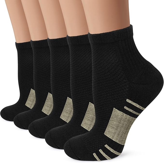 Iseasoo Copper Ankle Compression Socks - Low Cut Arch Support Socks for Men & Women, Running, Nurses, Plantar Fasciitis Socks