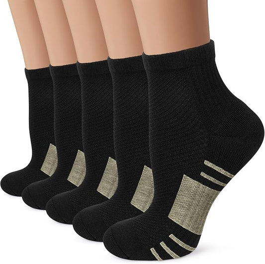 Iseasoo Copper Ankle Compression Socks - Low Cut Arch Support Socks for Men & Women, Running, Nurses, Plantar Fasciitis Socks