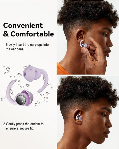 Ear Plugs for Sleeping - Noise Reduction Soft Silicone Earplugs, 2 Pairs Reusable Hearing Protection Earplugs for Noise Sensitivity, Sleep,Snore,Travel,Sound Reduction Noise Cancelling - Purple