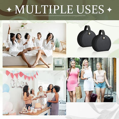 Weysat 12 Pack Travel Jewelry Case Mini Leather Bridesmaid Jewelry Gift Box Bulk Small Earring Storage Organizer (Black)