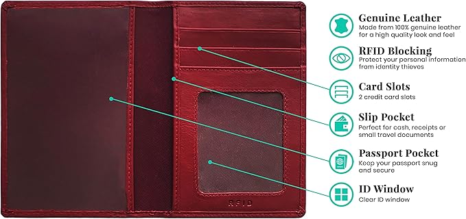 Personalized Monogrammed Merlot Leather RFID Passport Wallet and Luggage Tag
