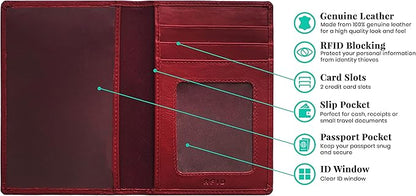 Personalized Monogrammed Merlot Leather RFID Passport Wallet and Luggage Tag