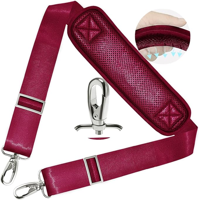 ZINZ Shoulder Strap 78" Universal Handbag Strap with Ultra-thick Fixed Padded and Dual Balanced Adjustable Buckles Shoulder Crossbody Strap for Briefcase Messenger Bag Laptop bag Luggage，Red