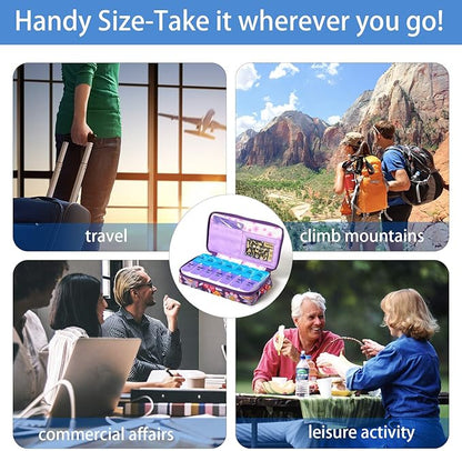 Weekly Pill Organizer 2 Times a Day, Zumd Pill Box 7 Day with Cute Quilted Fabric Zipper Case, Travel Pill Case Am Pm for Vitamin Medicine Organizer