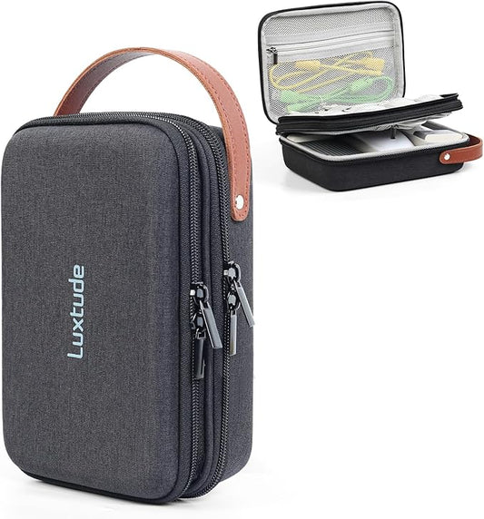 Luxtude Electronics Organizer Travel Case,Double Layer Tech Organizers Travel Case, Hard Charger Organizers, Portable Cable Organizer, Travel Essentials for Charger/Mouse/Cash, Tech Gifts