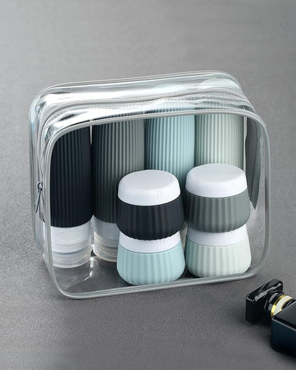 Travel Bottles - 8 Pack, TSA Approved Travel Size Toiletries, Leak Proof Silicone Squeezable Containers in Clear Bag
