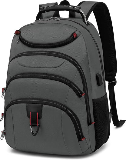 Boavan Laptop Backpack for men, 15.6 inch Laptop Bag with USB Port, Waterproof Travel Work Backpack Purse, Anti-Theft Teacher Nurse Doctor Casual Bookbags Office Business backpack，Grey