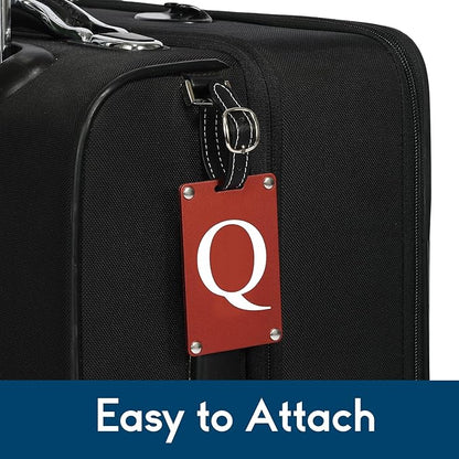 Premium 3-Layer Aluminum Luggage Tags by Fortuna - Easy to Claim, Laser-Engraved, Plastic-Free, and Eco-Friendly Luggage Tag Holders, 2-Pack, Red (Q)