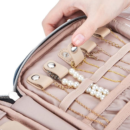 BELALIFE Travel Jewelry Organizer, Portable Jewelry Storage Case for Earrings, Rings, Necklaces, Bracelets, Blue-Gray