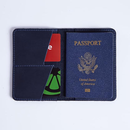 INCARNE US Leather Passport Holder for Travel - Passport Case - Passport Wallet for Men - Passport Cover for Women Sleeve Protector - Travel Essentials Vacation Luggage Travel Gifts - Vintage Blue
