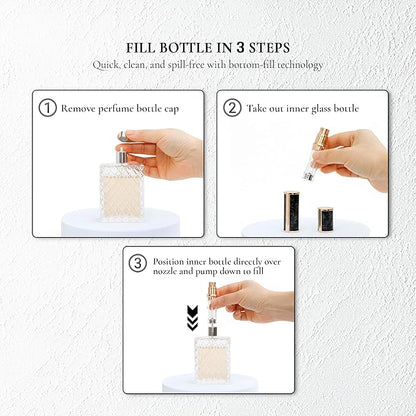 Ms Lovely Pearlescent Travel Perfume Atomizer Bottle – 5ml Refillable Mini Spray for Purse, TSA Approved Portable Fragrance Dispenser (Black with Gold)