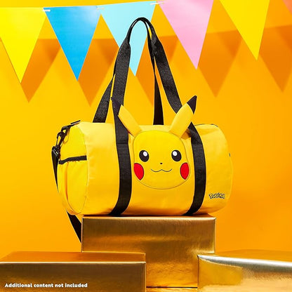 Pokemon Duffel Bag for Kids, Gym Bag Overnight Pikachu Sports Kit Holdall Bag Hand Luggage Bag - Gifts for Boys (Yellow 3D Ears)