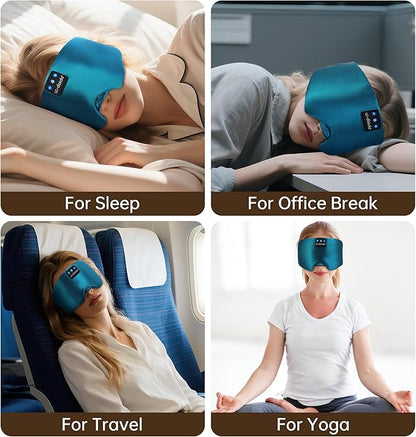 LC-dolida Luxurious Silk Soft Sleep Mask, Sleep Headphones with Bluetooth 5.4 for Side Sleeper, Total Blackout Eye Sleeping Mask for Women and Men, Ideal Gift for Restful Sleep, Travel(Dark Green)