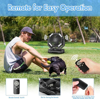 40000mAh Battery Powered Camping Fan - 136H Max Cooling, Rechargeable Battery Operated Oscillating Floor Fan with Charger, Remote & Hook, Portable for Tent Outdoor Patio Garage Hurricane Power Outage