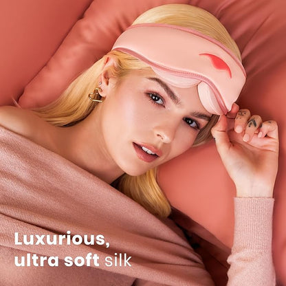Manta Silk Mask - 100% Blackout Silky Sleep Mask, 22 Momme Premium Silk Eye Mask for Deep Sleep, Breathable & Machine Washable (Pink)