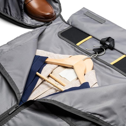 Halfday Convertible 2-in-1 Premium Garment Duffel Weekender Bag 45L | Wrinkle-Free Travel, Hanging Suit Compartment, Shoe Pockets, Trolley Sleeve. Balistic Nylon Carry-On, Ash