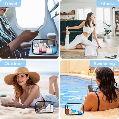 3 Pack Zippered Hard Pouch, Clear Hard Shell Zipper Case, Clear Plastic Storage Box Containers Small Toiletry Bag for Small Items, Toys, Building Blocks, Puzzles, Cosmetics&Stationery, 3 Size