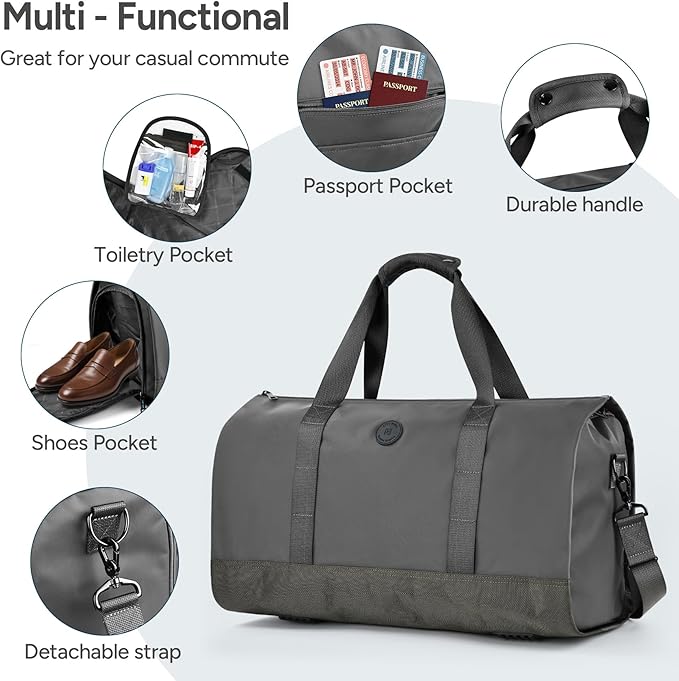 travel inspira Convertible Garment Bag for Travel, Carry On Garment Duffle Weekender with Extended Shoe Compartment & Shoulder Straps, 2 in 1 Waterproof Hanging Suitcase Suit Bag