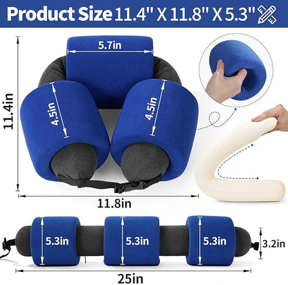 3-Ring Memory Foam Travel Neck Pillow It has obtained a Patent. The Three Rings can be movably Adjusted to Provide Flexible Support for The Neck, Head, and Other Areas.Blue