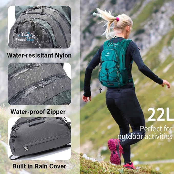 Insulated Hydration Backpack Pack with 2L Water Bladder Lightweight 22L Hiking Backpack Bag for Women Men Daypack for Hiking Running Festival Camping Biking