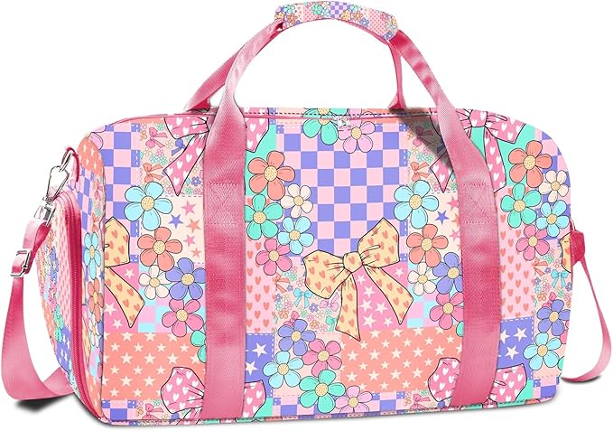 Duffle Bag for Girls Travel Duffle Carry On Tote Weekender Bag Large Capacity Overnight Bag With Shoe Compartment Gym Tote with Dry and Wet Separation
