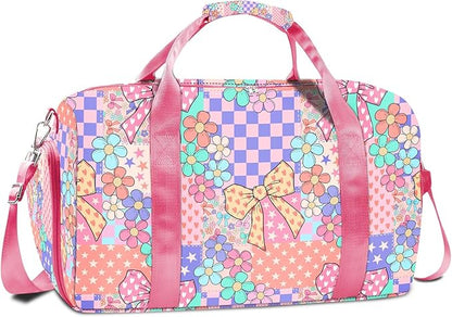 Duffle Bag for Girls Travel Duffle Carry On Tote Weekender Bag Large Capacity Overnight Bag With Shoe Compartment Gym Tote with Dry and Wet Separation